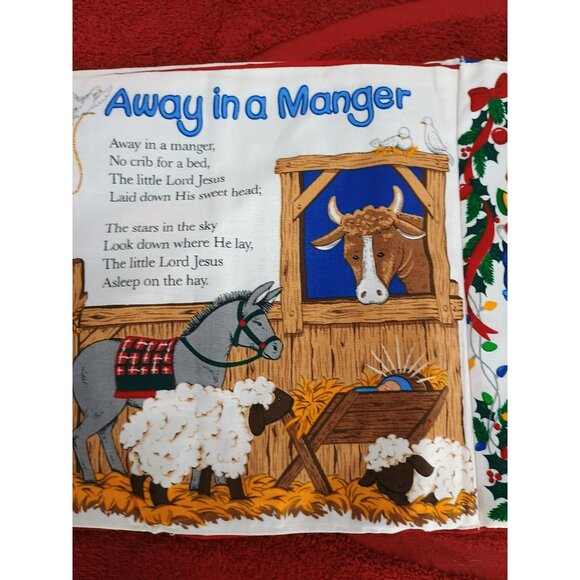 Merry Christmas Songbook Fabric Childrens Holiday Book With Illustrated Teddy Be - Picture 3 of 10